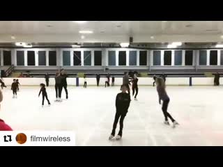 Our better halves 🤣⛸🤫 some rehearsals behind our doubles of one of our routines from yesterday