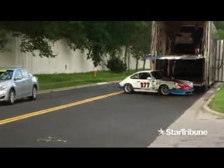 Magnus walker slid his 911 into a truck with a reporter inside