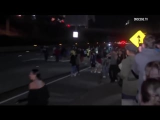 Anti trump protester hit by car on highway