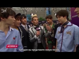 [rus sub] bts tells frankie grande how much they train, who they're excited to meet @ bbmas red carpet