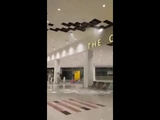 Islamabad international airport, pakistan, false ceiling falling off due to heavy rains in newly constructed