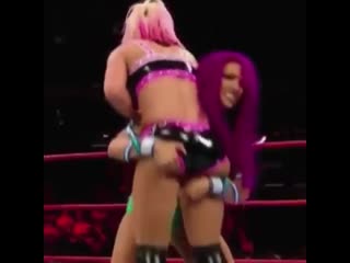 Sasha banks grabs alexa bliss ass