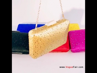 Vogue fair chic rectangular satin rhinestones evening clutch bag wedding party purse