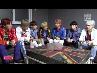 [other] 171008 bts talk about famous people, fav apps, karaoke songs, america @ most request live pt 1