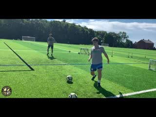 Passing combination to small goal beestera soccer training