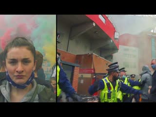 Police and fans clash at man utd protest at old trafford