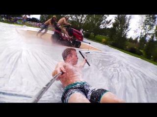 Lawn mower slip n slide filmed on a smartphone in 4k!