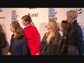 Team @suspiriamovie backstage at the spiritawards, with dakota johnson, @chloegmoretz and