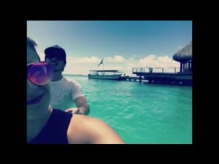 Reliving the most magical honeymoon with @morganevansmusic thanks @hiltonhonors & @conradboraboranui for having us 😻💍💑👙🥂