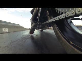 Dragracing motorcycle chain close up, awesome!