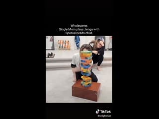 Single mom plays jenga with special porn