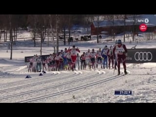 🇷🇺 bolshunov vs 🇸🇪 halfvarsson 15 km [c] mass start highlights falun 2018