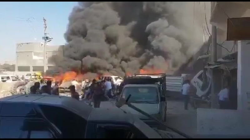 Кадры с места теракта в сирийском городе аазаза