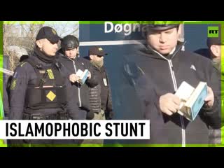 Far right danish politician burns koran outside mosque