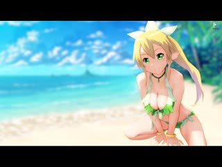 Kirigaya suguha в тропическом купальнике из аниме sword art online живые обои для wallpaper engine