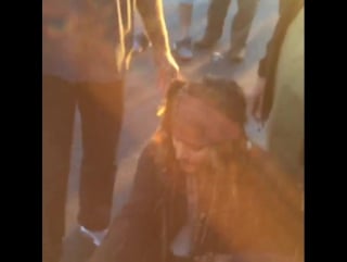 Locals on brisbanes bayside getting selfies with captain jack sparrow, 2 june 2