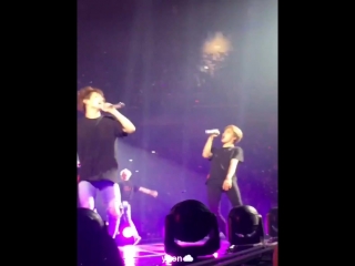 180920 ly in hamilton baby jiminie tripping on the light, getting blessed by jk’s holy