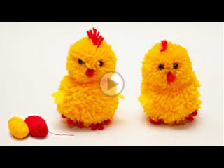 How to make yarn chicken easy pom pom chicken making idea with fingers diy pom pom chick