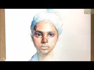 Chayeon painter watercolor portrait painting demonstration of a woman 인물수채화, 얼굴그리기 (720p) mp4