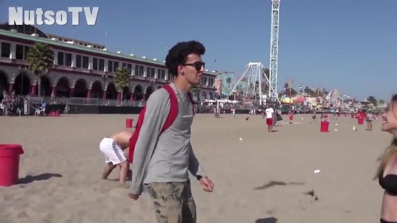 Kick or kiss prank (ballbusting)