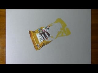 Drawing time lapse a bag of mms hyperrealistic art by marcello barenghi