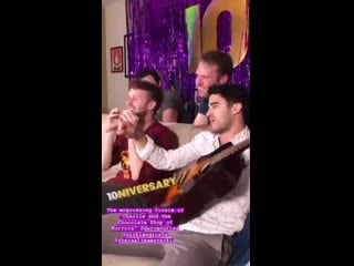 Video darren criss and nick lang doing charlie and the chocolate shop of horrors via corey lubowich’s ig story