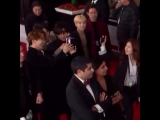 Vhope and seokjin filming video for bts twt at grammy 200126/27