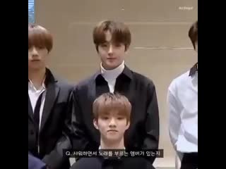 Hyunjaes reaction when members chose him as the member who sings in the shower and juyeon said hyunjaes having a concert in the