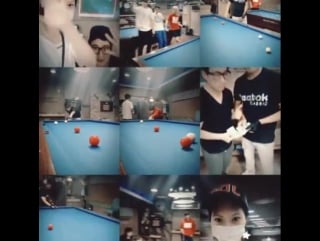 Yunho playing billiards with hojoon, hyoje and other friends