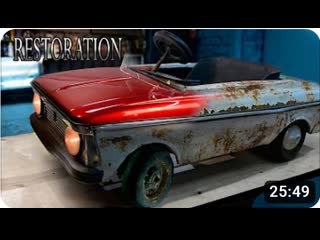 Восстановление старого педального автомобиля с помощью химии | old soviet pedal car full restoration