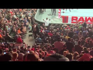 Some crazy fan tried to jump the barricade at raw tonight!