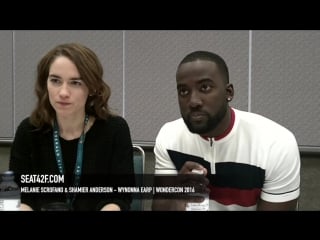 Melanie scrofano & shamier anderson wynonna earp wondercon 2016 interview