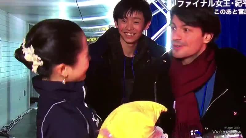 Satoko miyahara and stephane lambiel backstage japanese nationals 2019