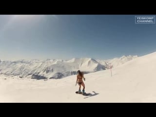 Sexy girls, ski resort, winter, snowboard breaks music (yaniv amret mornin)