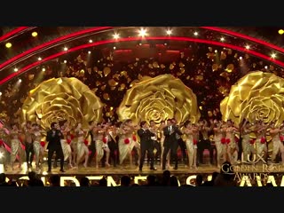 Favourite stars @iamsrk, @varun dvn and @akshaykumar shake a leg at the #luxgoldenroseawards