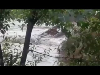 Dangerous flood in manali, himachal pradesh india on september 24, 2018