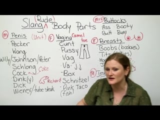 Learn english with ronnie rude slang for body parts cock, pussy, ass, balls d