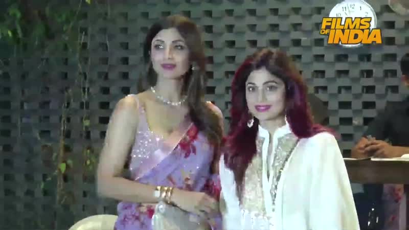 Shilpa shetty looks stunning in saree @ arpita khan diwali party raj kundra