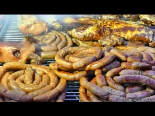 Huge brazilian grill sausages, ribs, burgers, chicken and more seen in italy