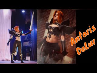 Antaris delur dances in her fantasy general fox girl cosplay