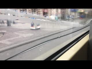 Rain got in between the double layered glass of tram