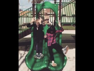 We're not too big, the slide is just too small 👭 @aleesamills #adulting