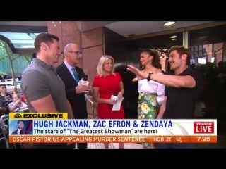 Sunrise on twitter they’re here! welcome to sunrise realhughjackman, zendaya and zacefron 👏🏻👏🏻👏🏻