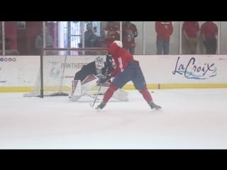 Rookie owen tippet with a nice flip in a shootout drill