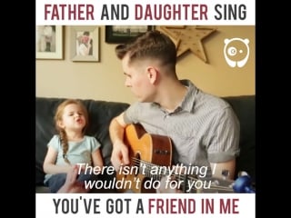 Dad and doughter sing a song