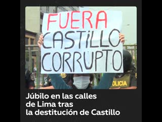 Manifestantes anti castillo celebran su destitución en lima