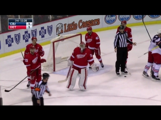 Blue jackets score on strange play after refs force mrazek to play puck