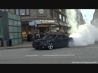 Chrysler 300c insane burnout and got busted by police!