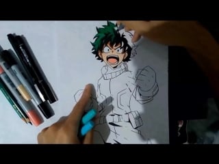 Speed drawing midoriya izuku (boku no hero academia) desenhando deku