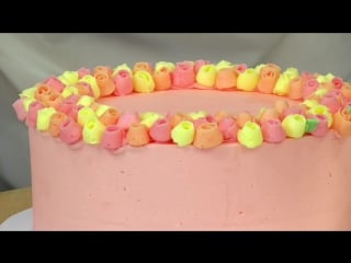 Ribbon rose buttercream cake collab hanielas and cake style